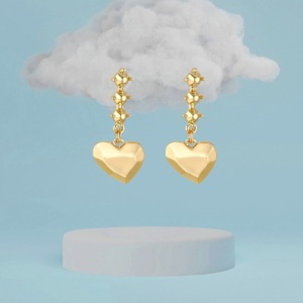 [제이미앤벨] heart gemstone drop earrings