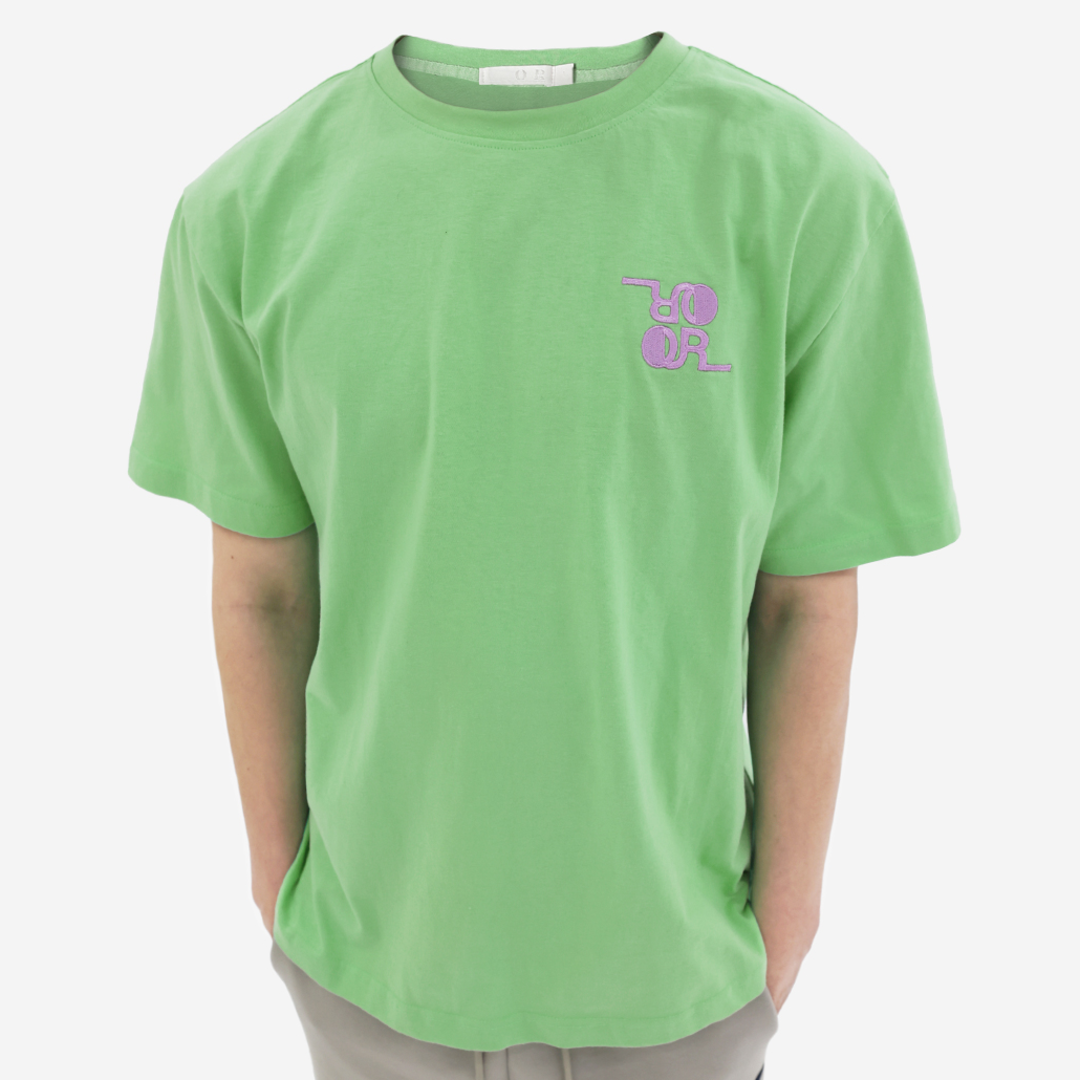 [오언더알] Unisex Basic Embroidered T-shirt_그린