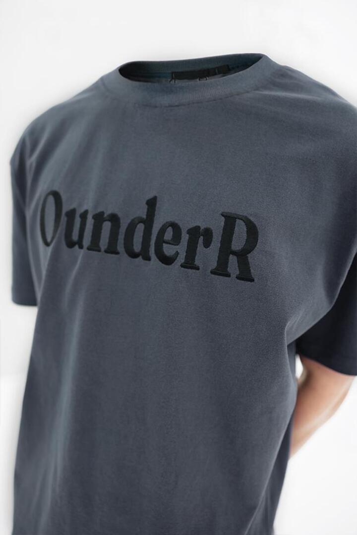 O_R Unisex Pigment Embroidered T-shirts [Blue]