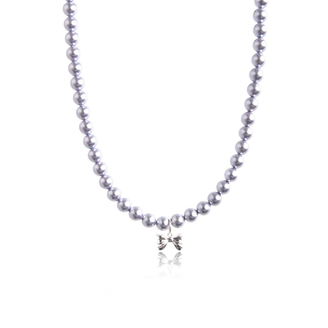 [티오유] Violet pearl ribbon necklace_TGH016 [Silver925]