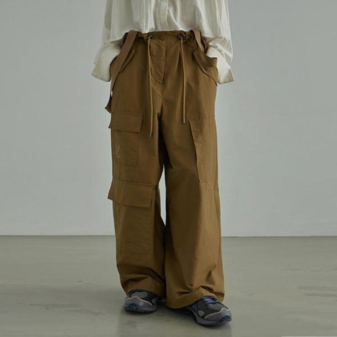 [무아르모아]two-way nylon wide cargo pants- Olive brown