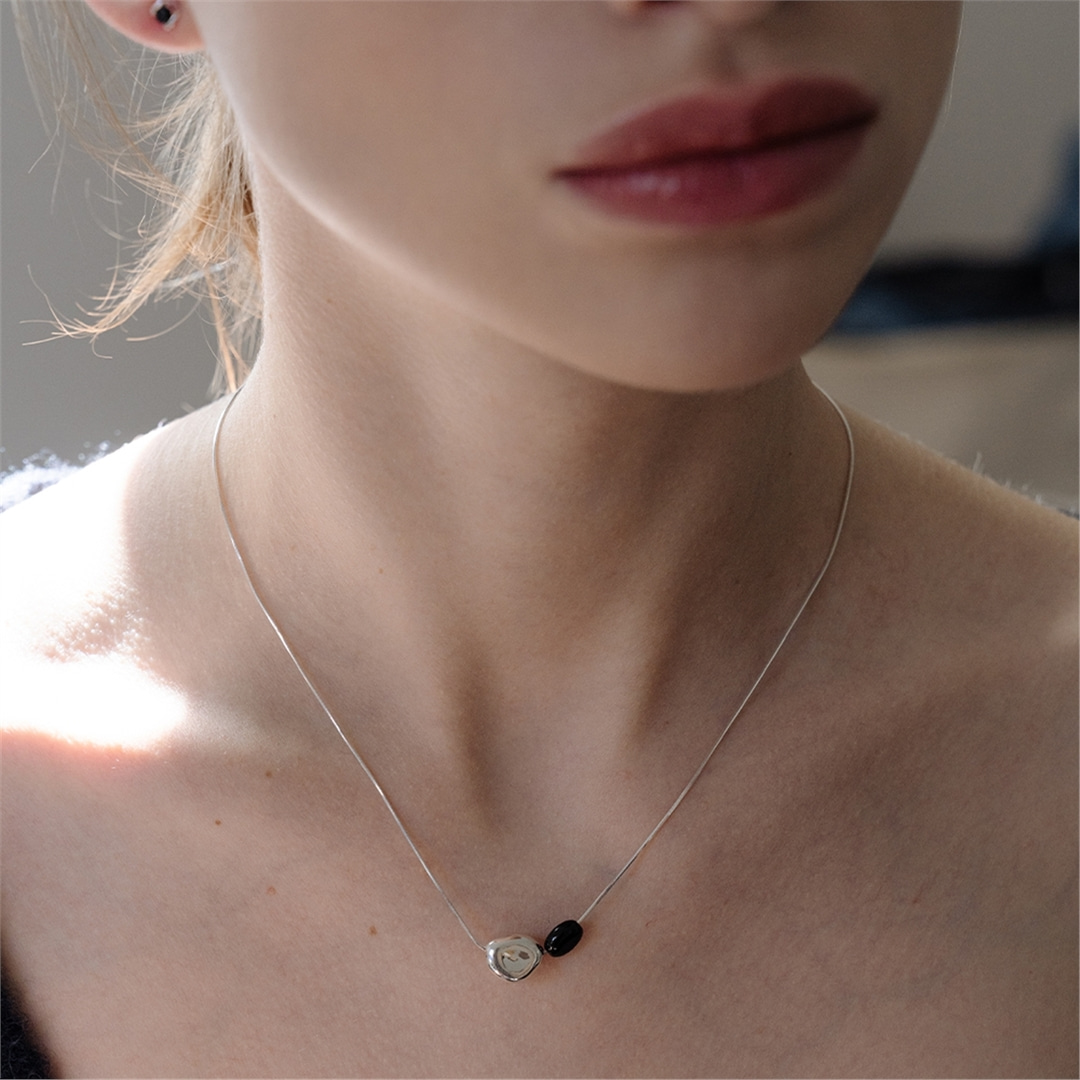 [티오유] [silver925] TB002 two stone necklace