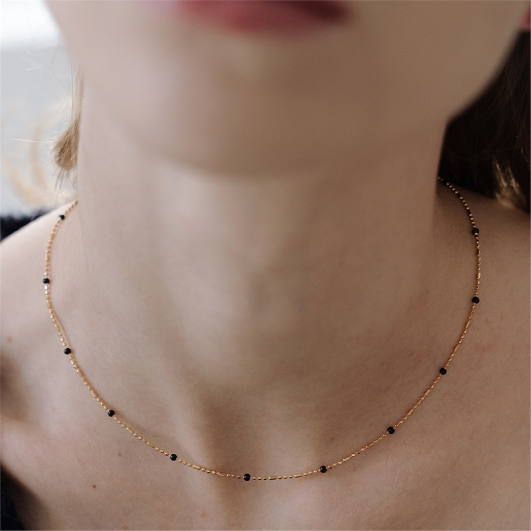 [티오유] [silver925] TB004 black ball chain necklace
