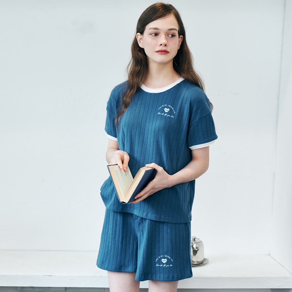 [메타퍼] MET summer knit heart shorts blue