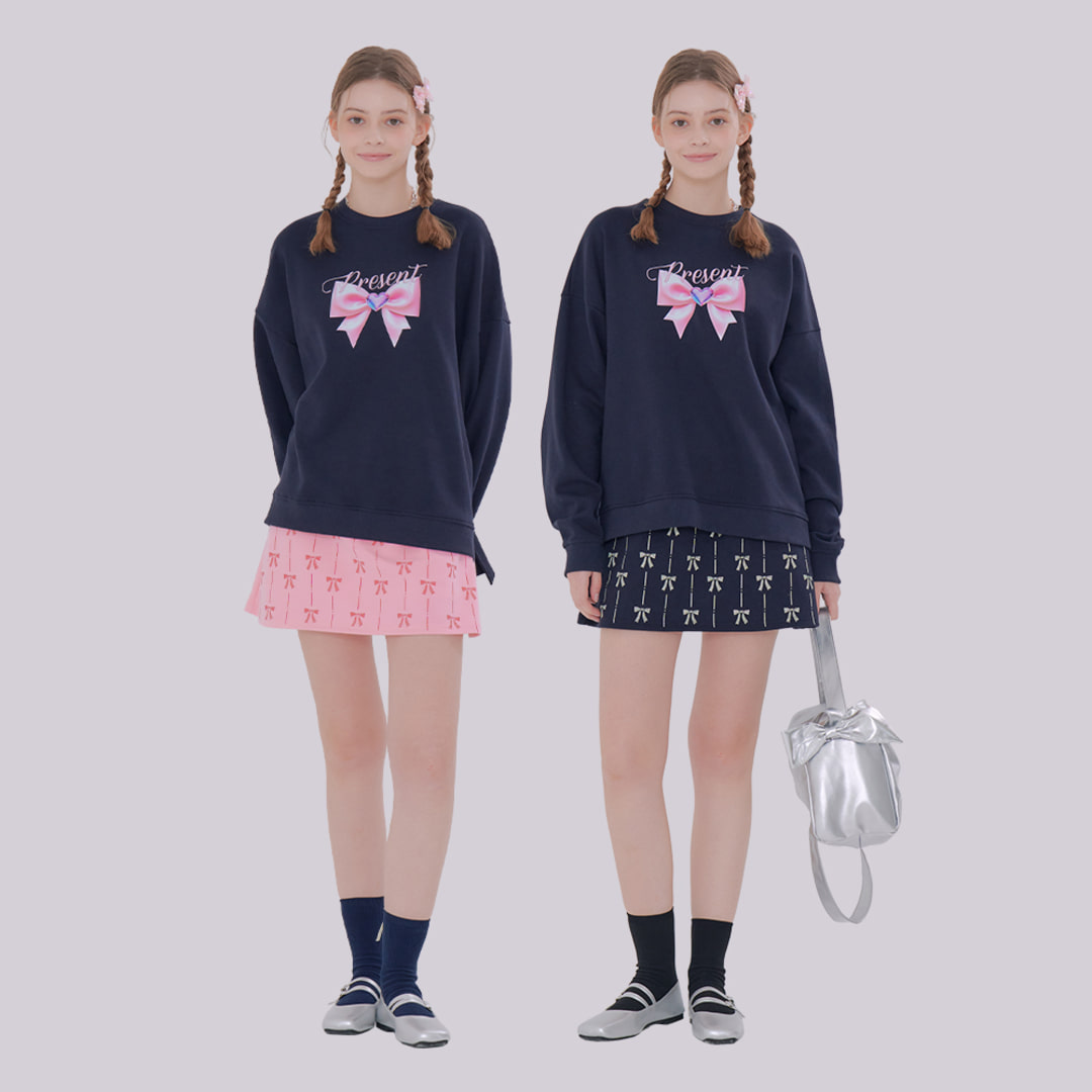 [메타퍼] MET present sweatshirt &amp; skirt set navy
