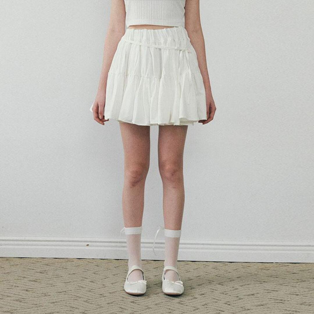 [루루슈] Ribbon Cancan Skirt - WHITE