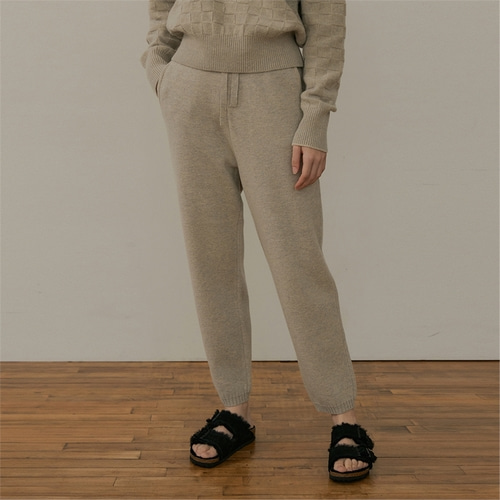 [블랭크03] double weaving knit jogger pants (light grey)