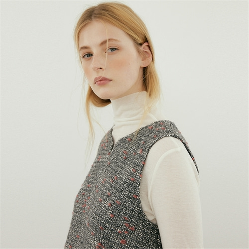 [블랭크03] tweed cropped vest [Italian fabric] (grey)