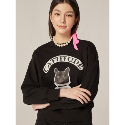 [뎁] Black-Cat CATTITUDE Sweatshirt_BK