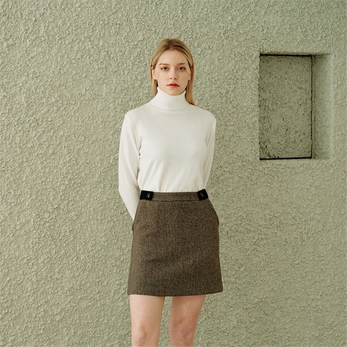 [배주안] Wool mixed mini skirt_DRAK BROWN