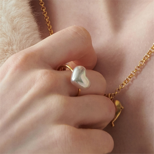 [티오유] Pure pearl heart open ring_HL06