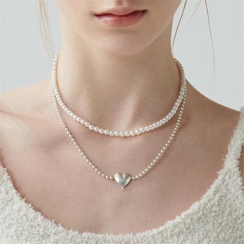 [티오유] Lovely heart polka dots necklace_HL05