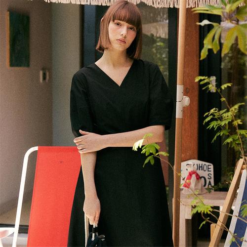 [블랭크03] cotton volume dress_black