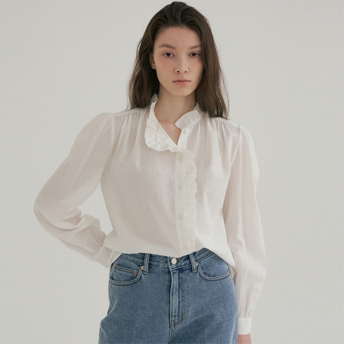 [블랭크03] ruffle blouse (white)