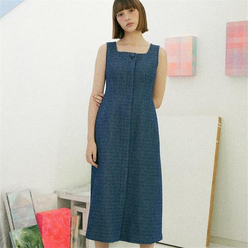 [블랭크03] square neck sleeveless dress [Italian fabric]_blue