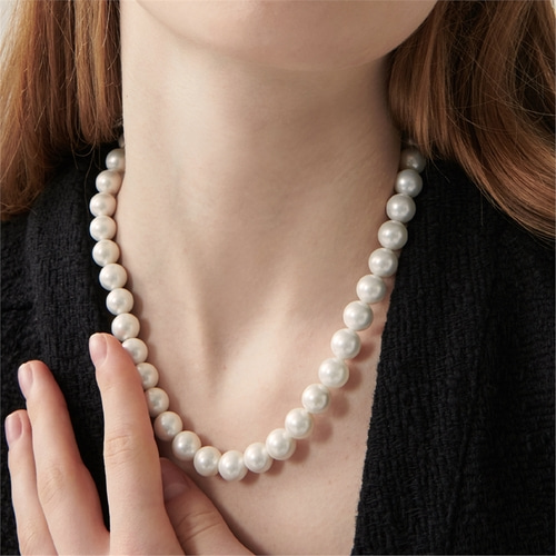[티오유] Classic mood semi bold pearl necklace_CRH004