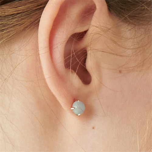 [티오유] Volume circle chalcedony earrings_TL021