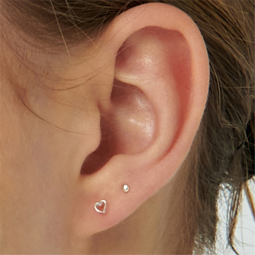 [티오유] [2SET] Cute heart pearl earrings_TS053+TS054[Silver925]
