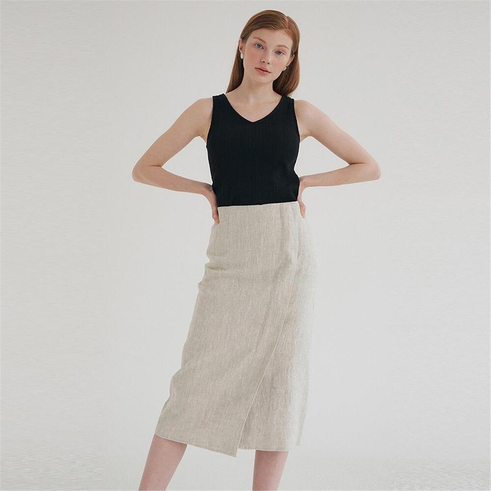 [블랭크03] linen wrap skirt_light beige