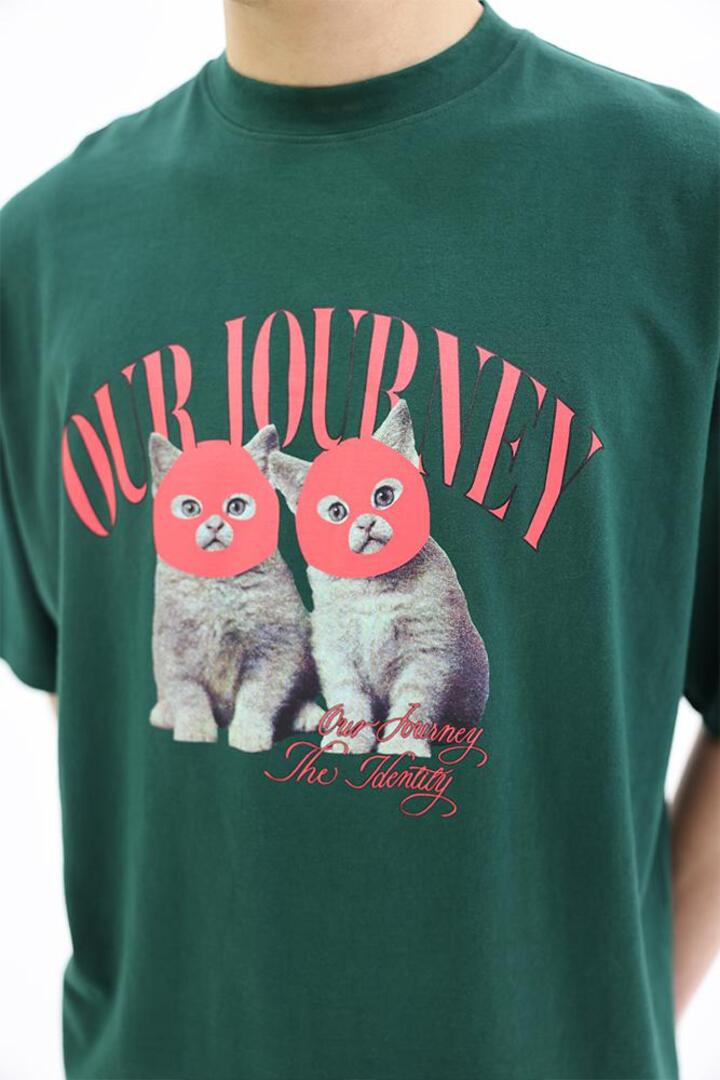 O_R Unisex Phantom of the Cat Box T-shirts [Green]
