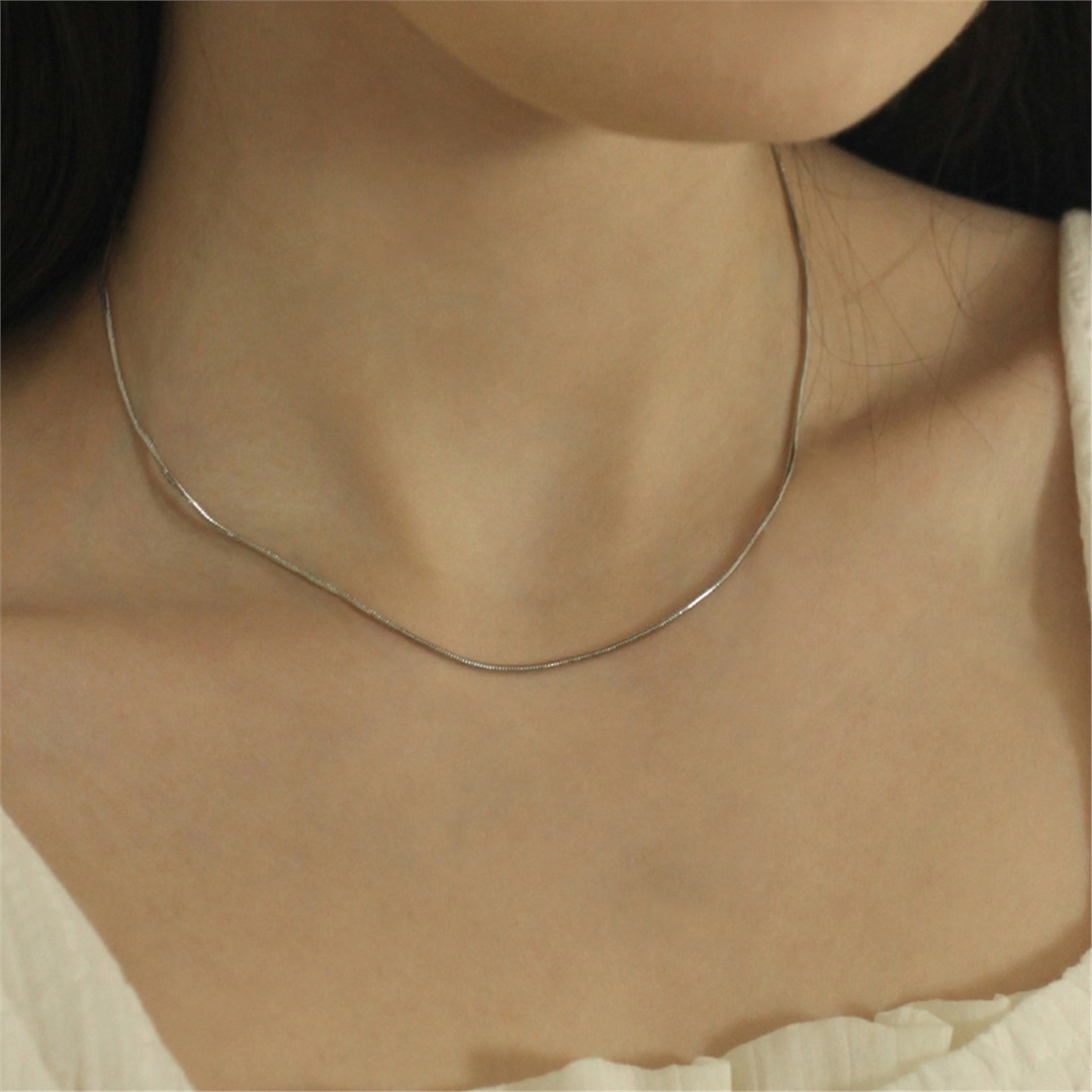 [하스] Silver snake chain necklace_BF071