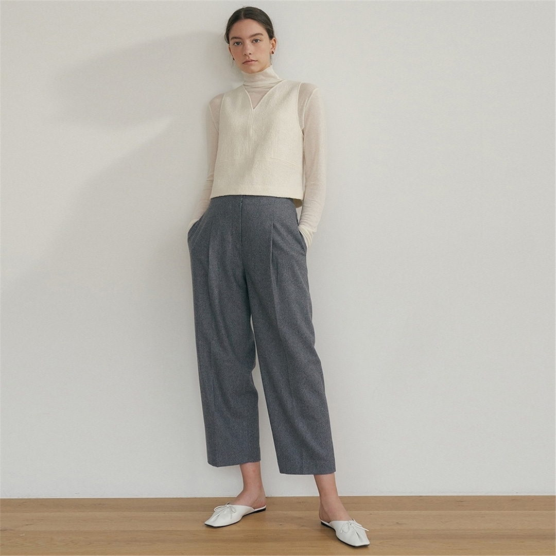 [블랭크03] raw cut wool pants_grey