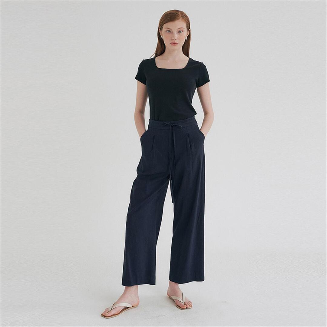 [블랭크03] linen wide pants_navy