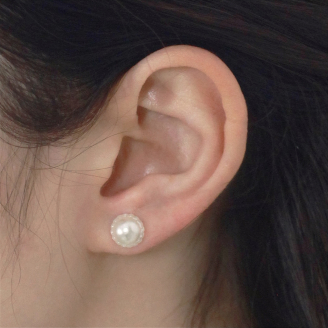 [하스] Half-moon flower pearl earrings_BF028