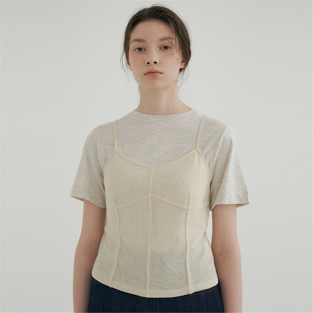 [블랭크03] mesh sleeveless top (light beige)