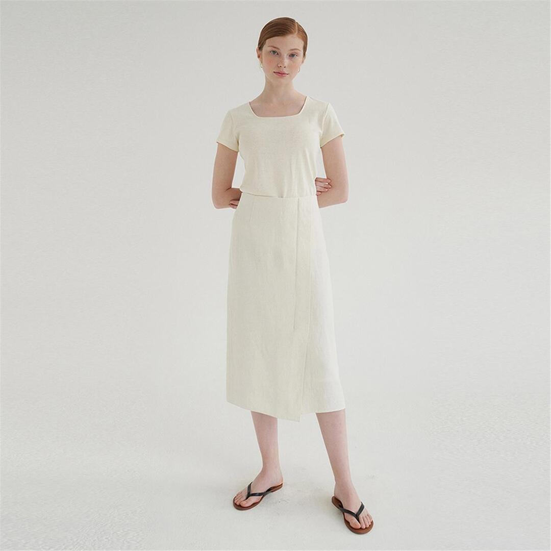 [블랭크03] linen wrap skirt_off white