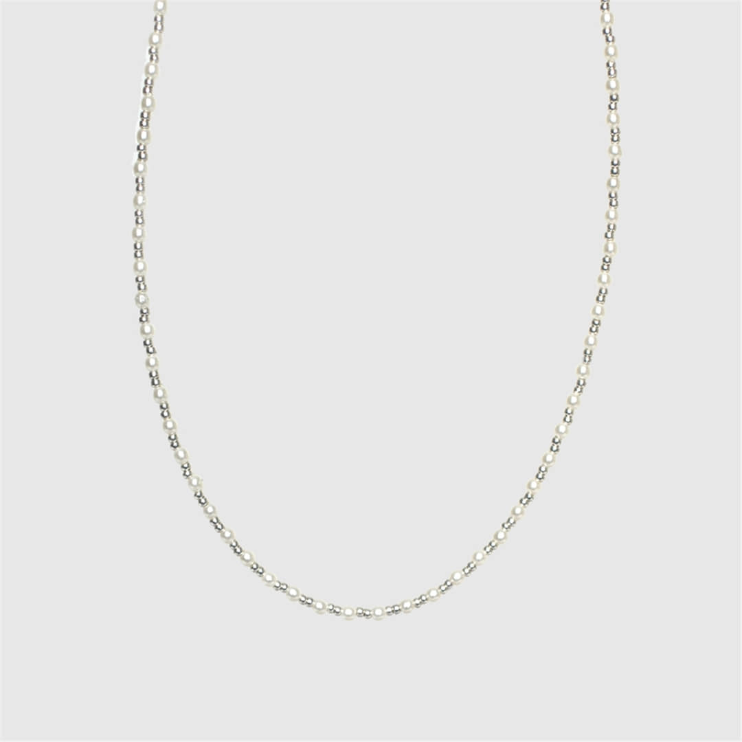 [하스] Silver ball pearl necklace_BF024