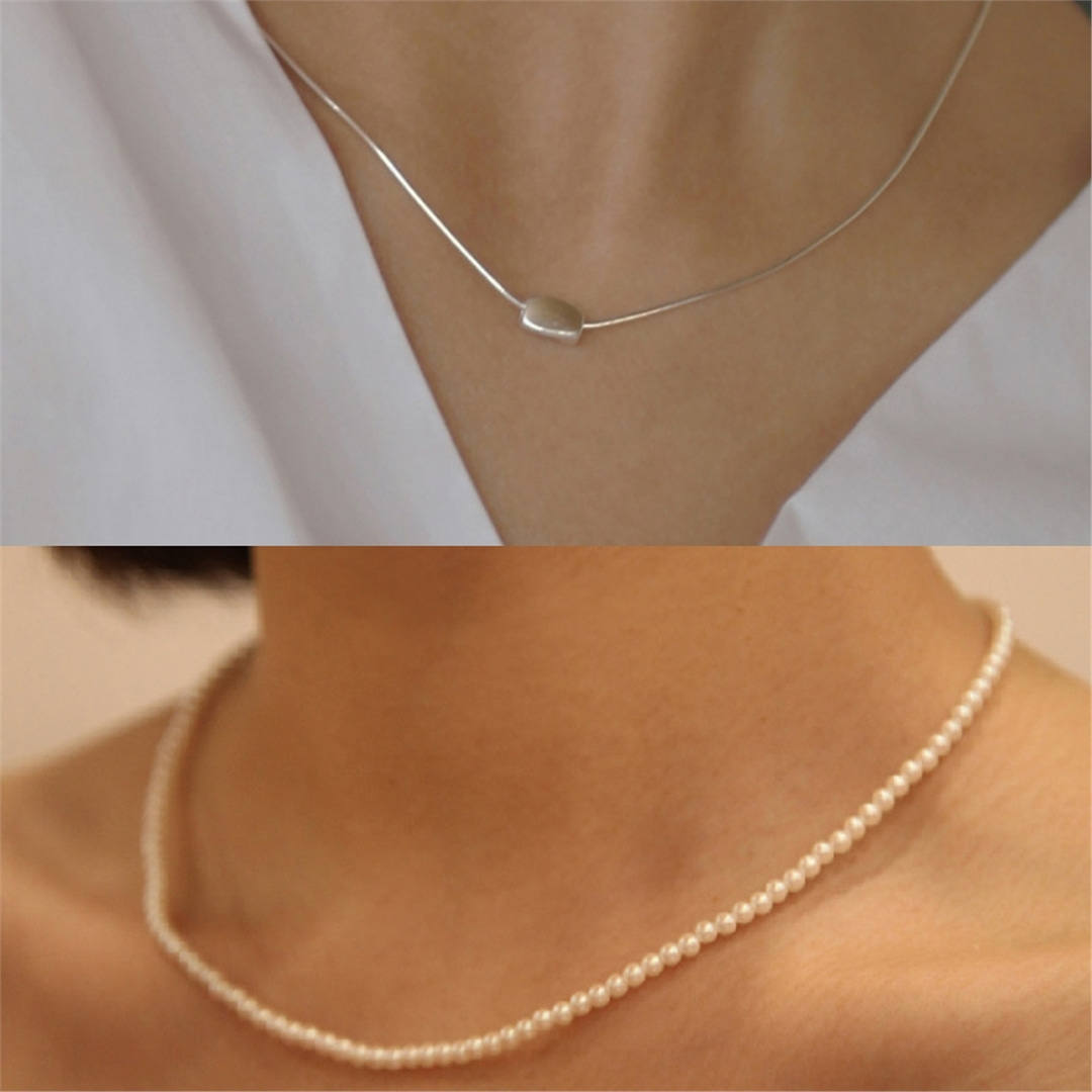 [티오유] [SET]Organic shape necklace set_TN91_Silver925
