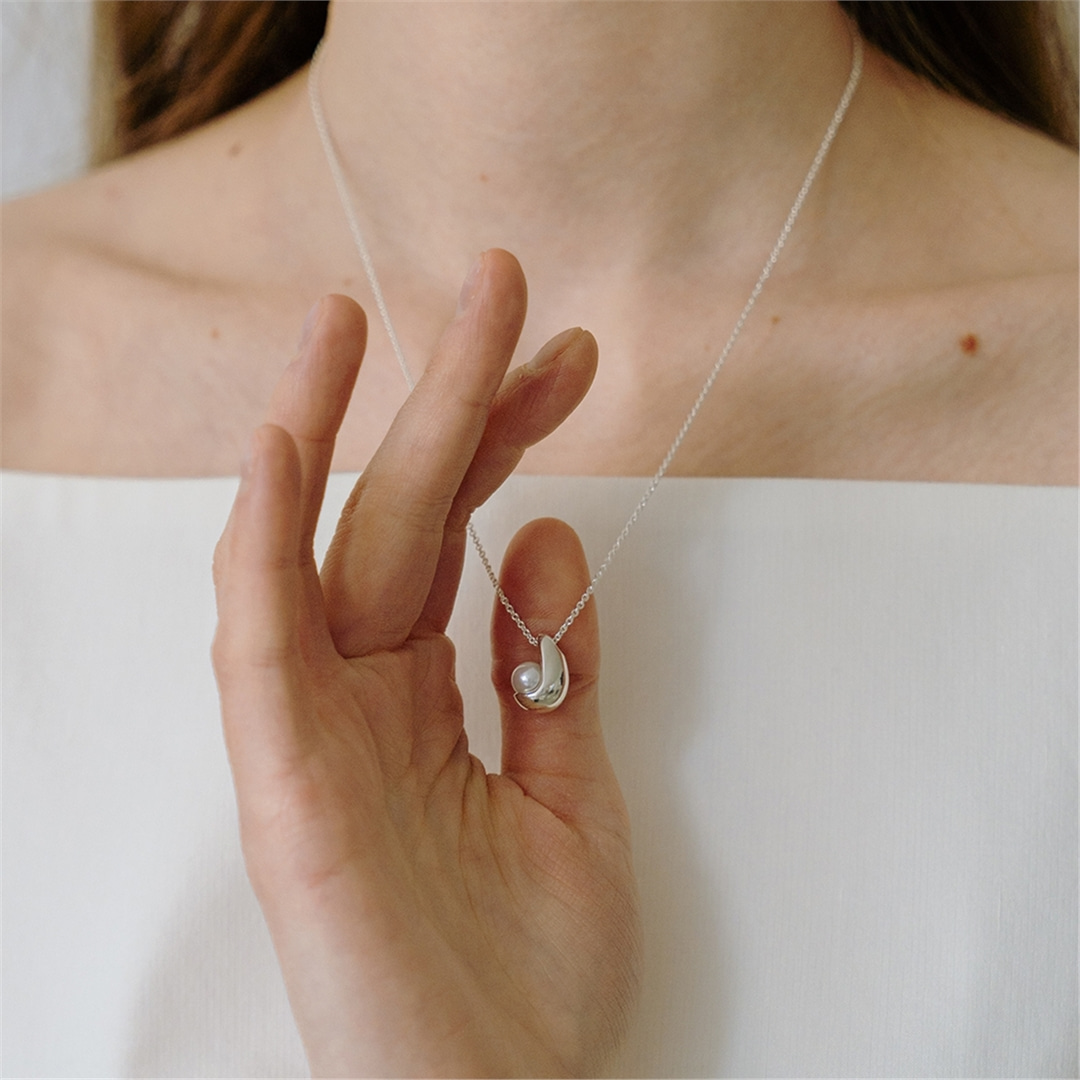 [티오유] Water drop pearl necklace_SD003 [Silver925]
