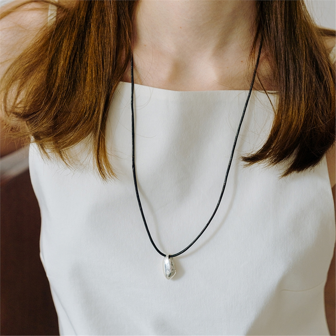[티오유] water drop leather strape necklace_SD005 [Silver925]