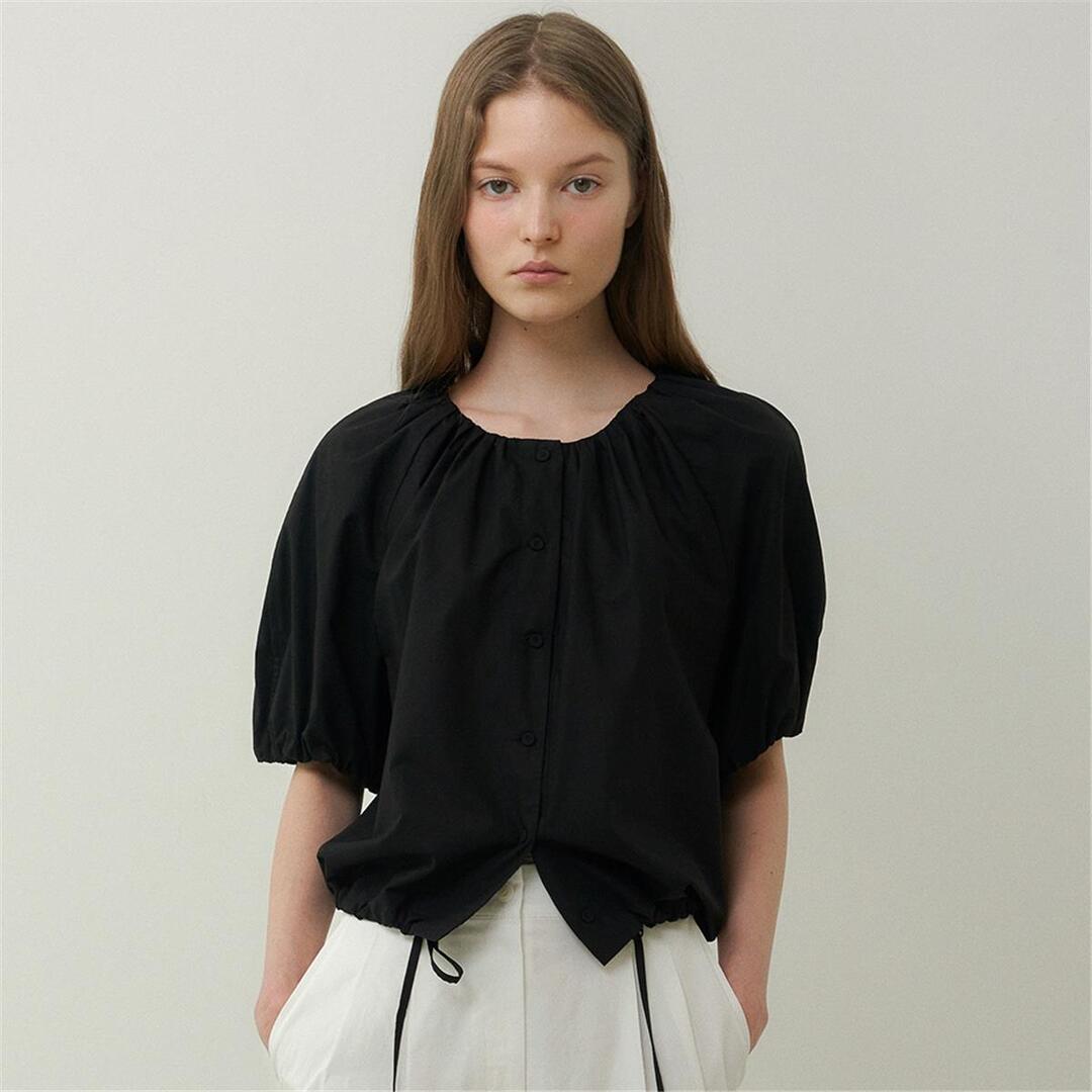 [블랭크03] cotton balloon blouse (black)