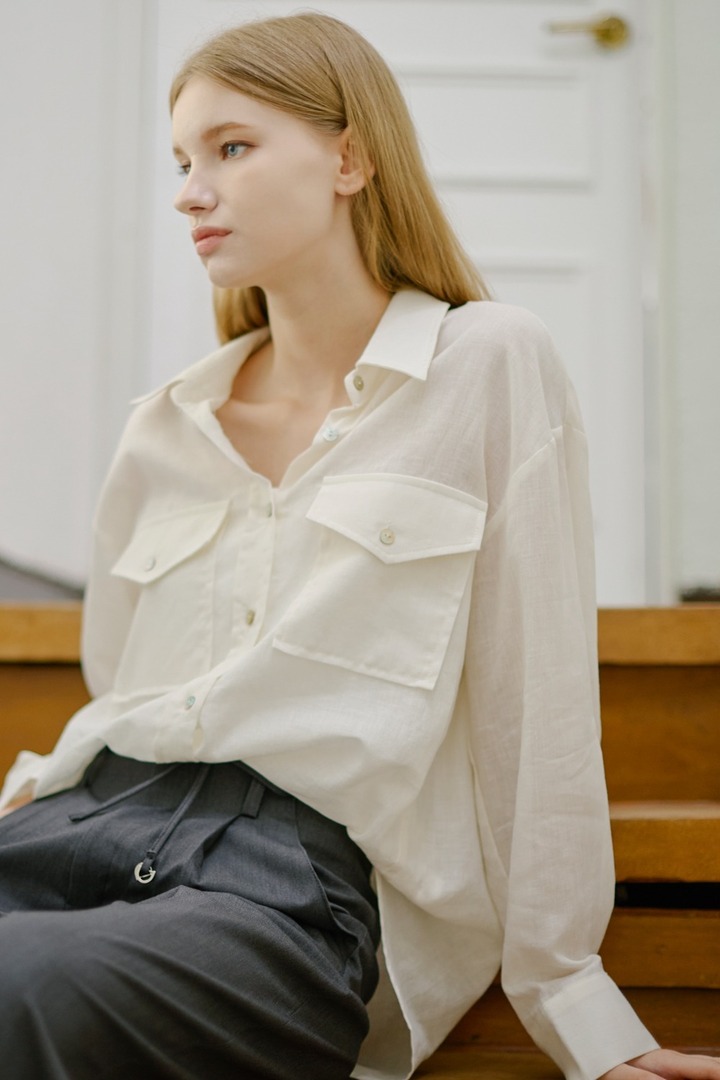 [블리온느] Basic Linen Shirt (Ivory - 2colors)