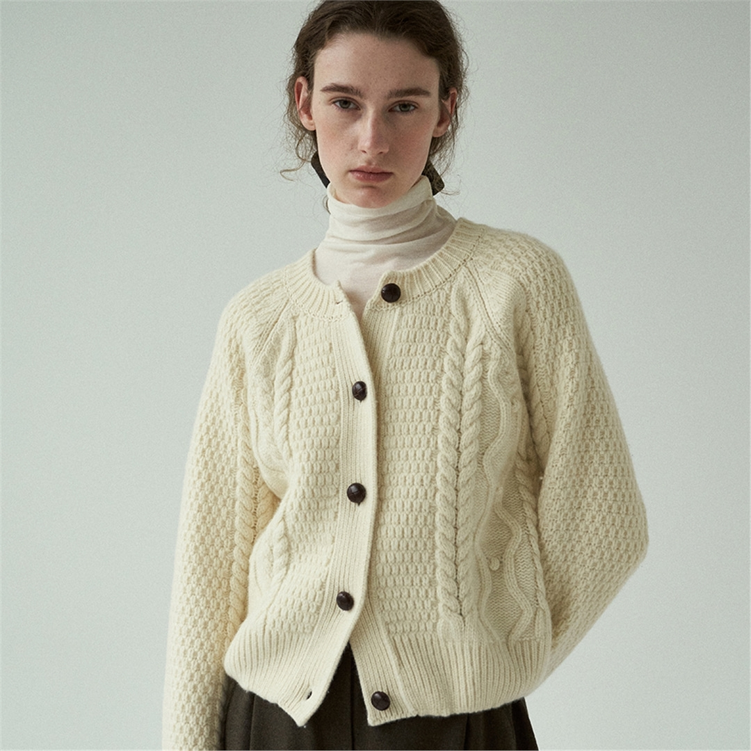 [블랭크03] cable knit jacket (cream)