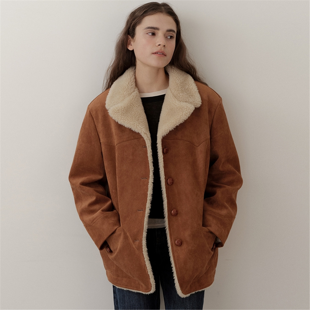 [블랭크03] suede western half coat (brown)