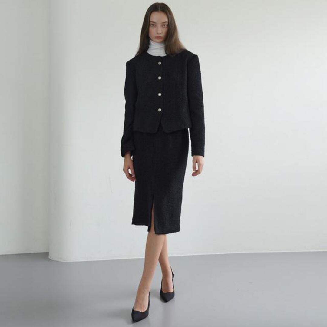 [녹섭] Modern black tweed skirt