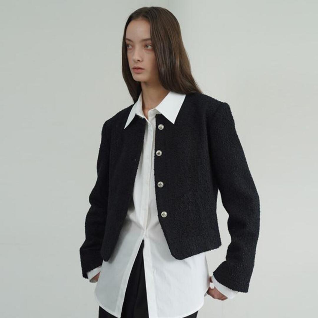 [녹섭] Modern black tweed jacket