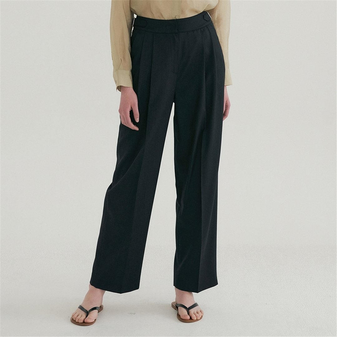 [블랭크03] spring wool tuck pants (black)