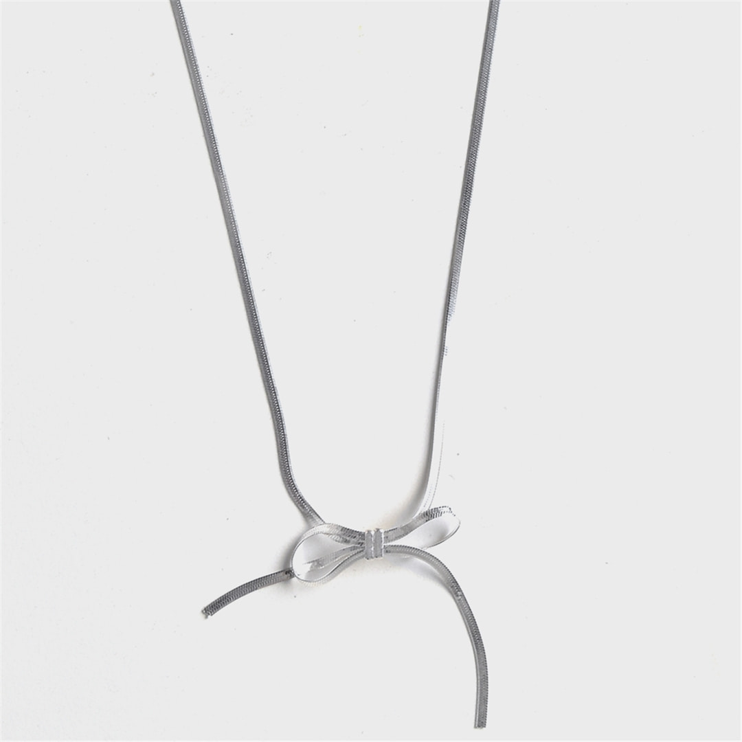 [티오유] [Silver925] WE011 Silver snake ribbon necklace