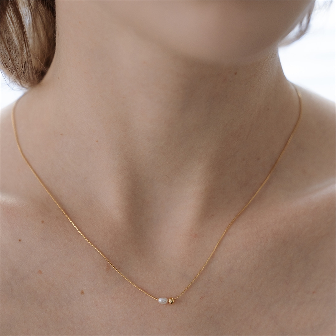 [티오유] [silver925] TB006 tiny pearl n ball necklace