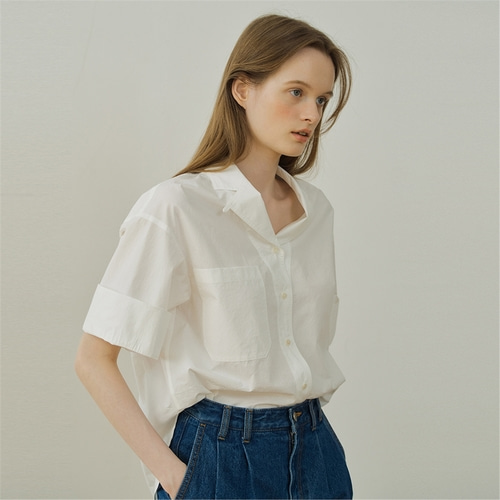 [블랭크03] boxy cotton shirt (off white)