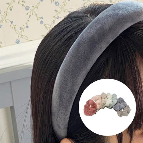 [하스] [2SET]Soft texture hairband &amp; scrunchie set_HB077